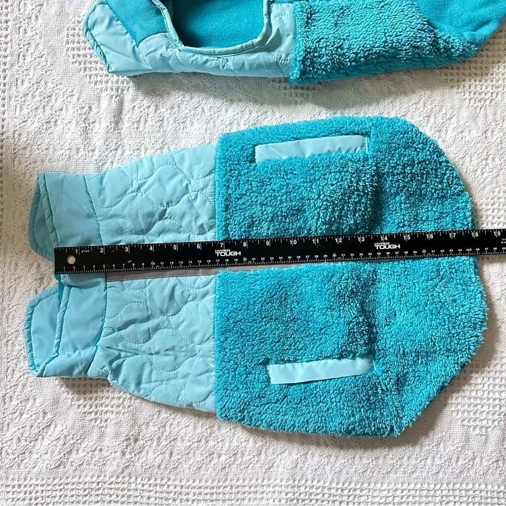 🔵 Set of 2 Vibrant Life Pet Coats Dog Jackets Size Medium Sherpa Teal Blue